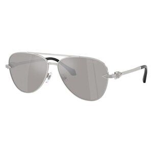 New VERSACE Silver Aviator VE2283 1000/6G Sunglasses Women